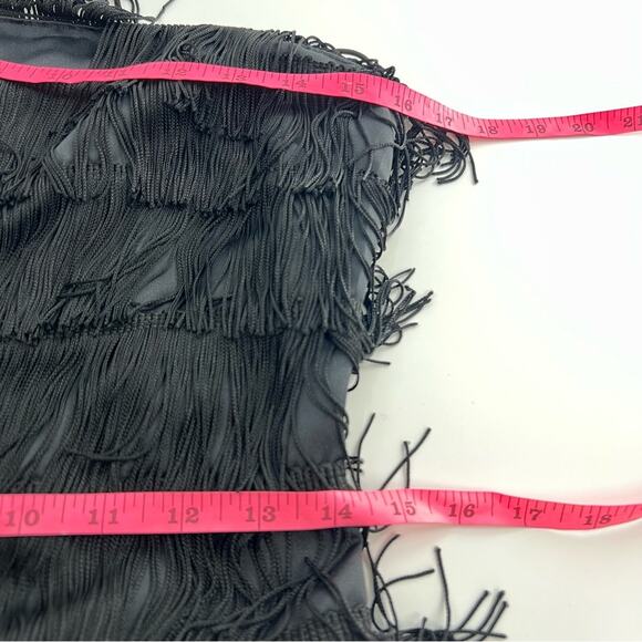 Vintage JS collection fringe dress black sz 8 flapper - Picture 6 of 6